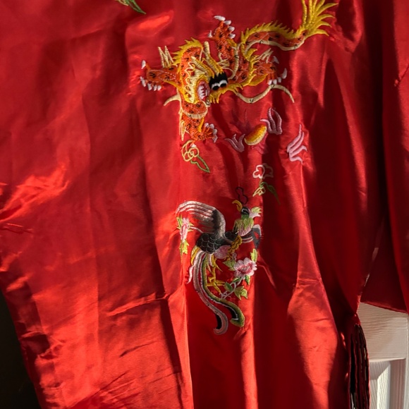 NWT Da Shang Hai Blue/Red/Gold Reversible Belted Collared Pockets Kimono Size M - Picture 10 of 16